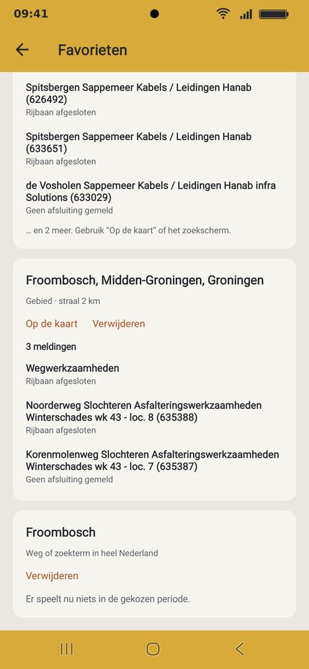 De lijst met favorieten