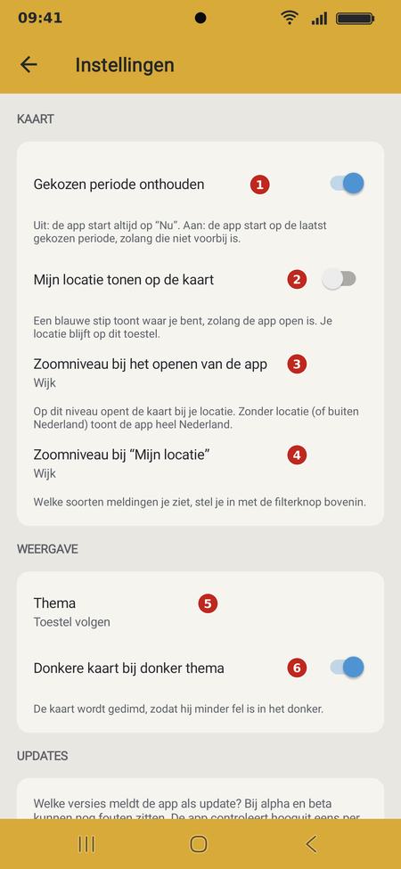 De instellingen voor de kaart met genummerde markeringen