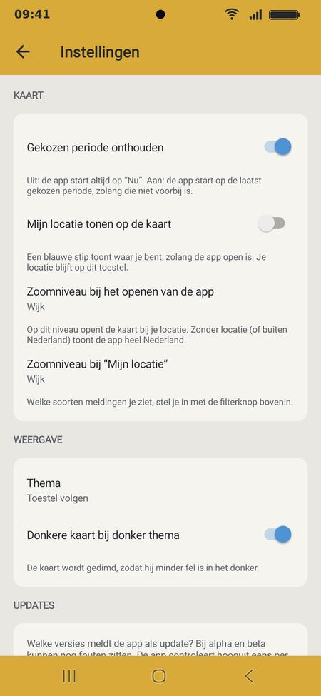 Instellingen voor de kaart