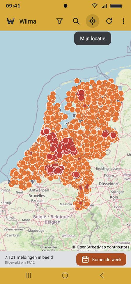De knop Mijn locatie met uitleg
