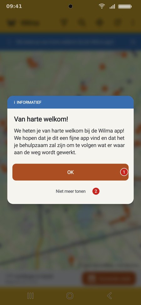 Een mededeling als popup, licht thema