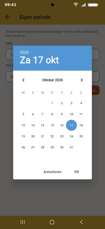 De datumkiezer van Android