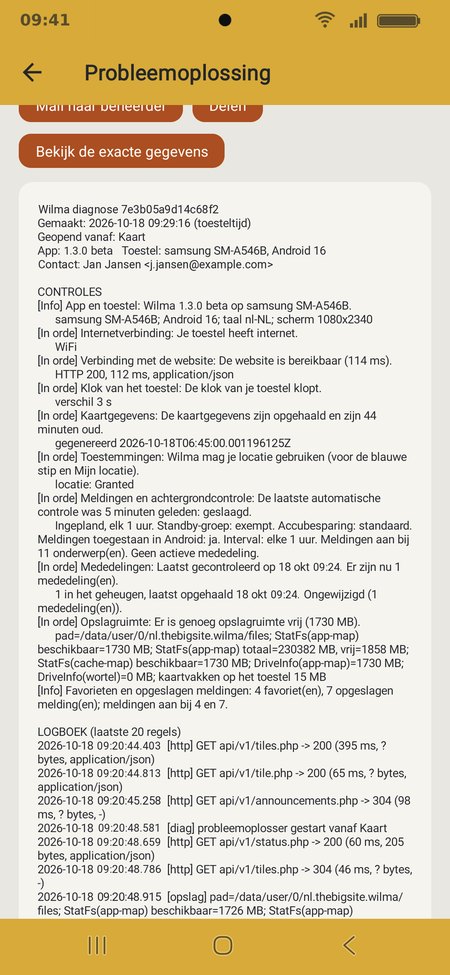 De exacte gegevens die in het rapport staan