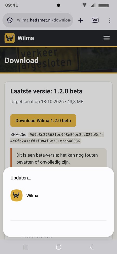 De update wordt geïnstalleerd