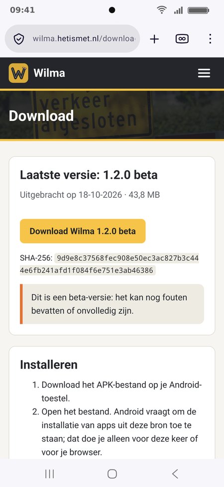 De downloadpagina in de browser