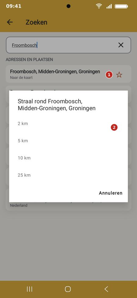 De straal kiezen bij een favoriet